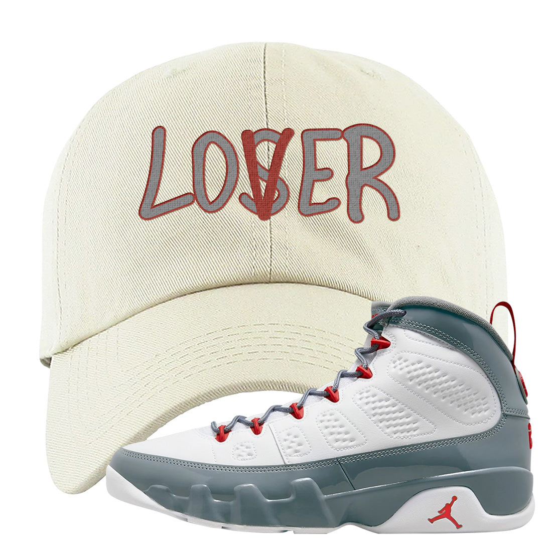 Fire Red 9s Dad Hat | Lover, White