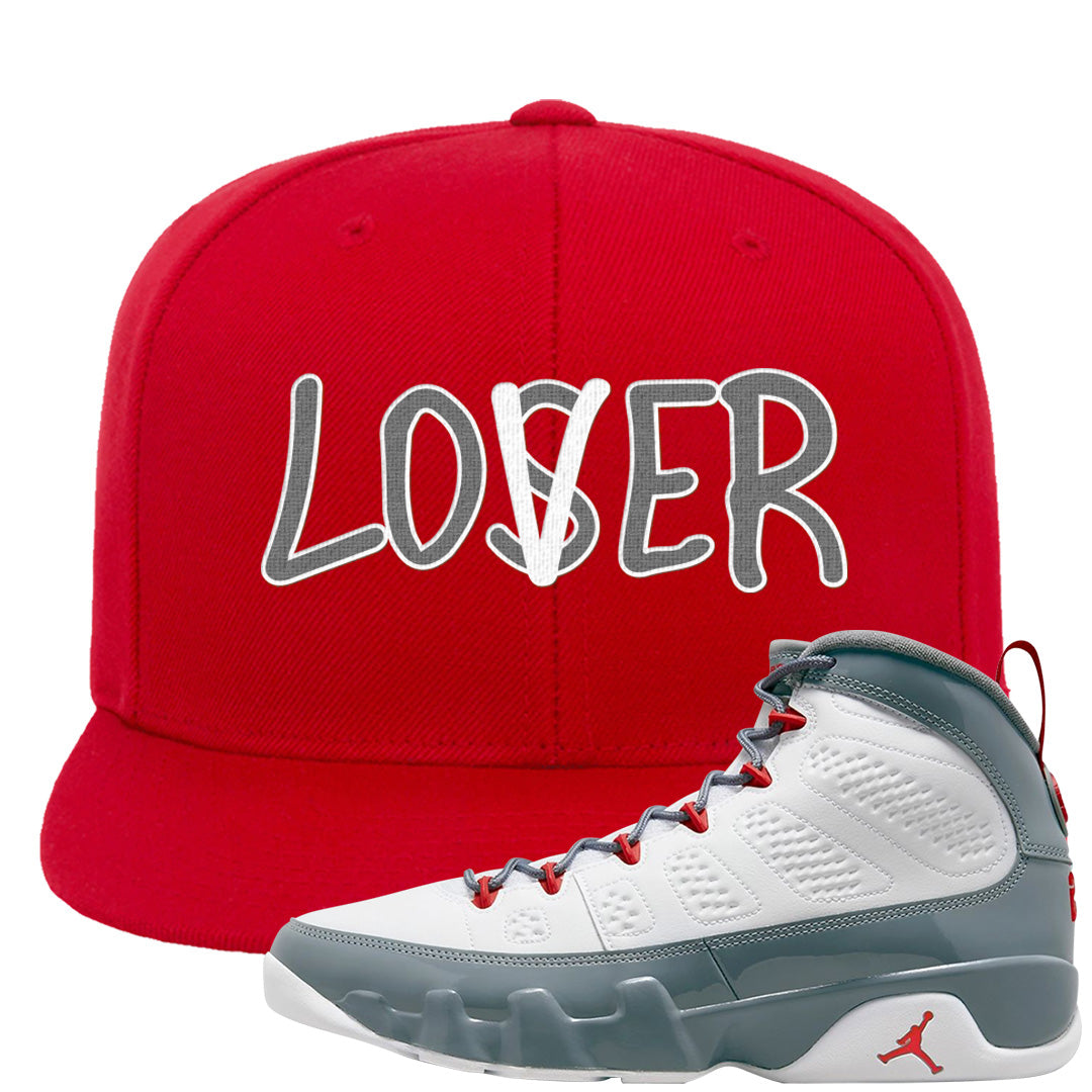Fire Red 9s Snapback Hat | Lover, Red