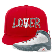 Fire Red 9s Snapback Hat | Lover, Red