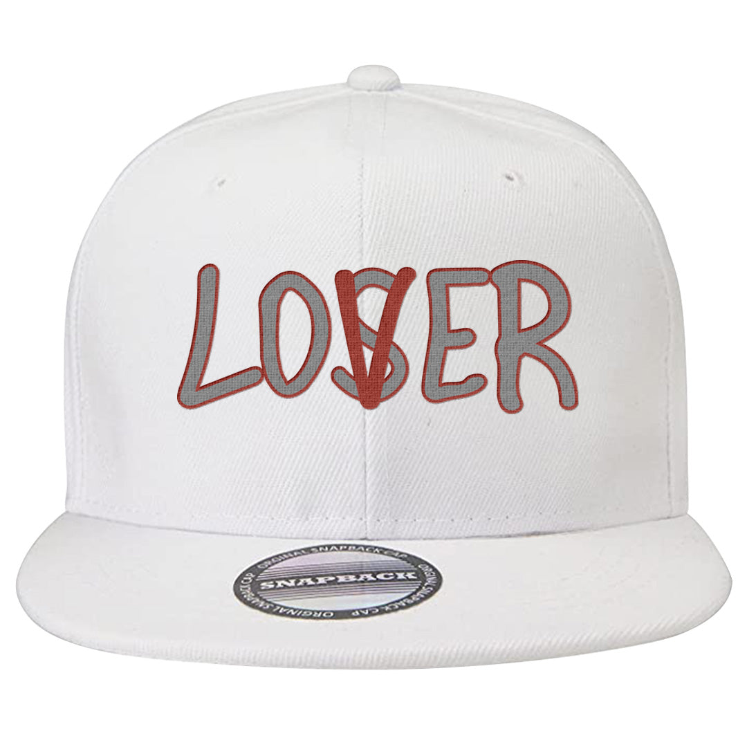 Fire Red 9s Snapback Hat | Lover, White