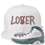 Fire Red 9s Snapback Hat | Lover, White