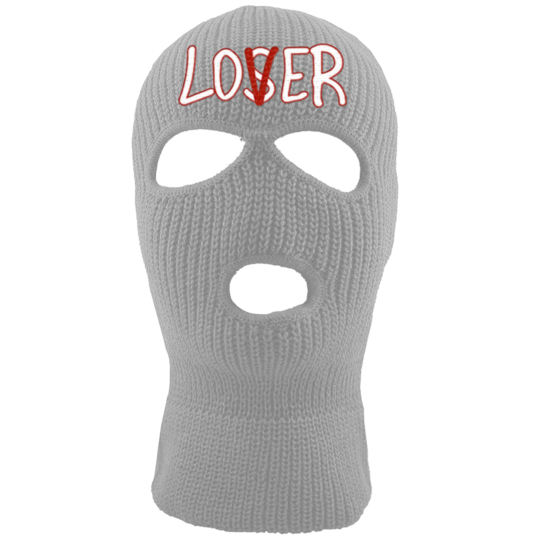 Fire Red 9s Ski Mask | Lover, Light Gray