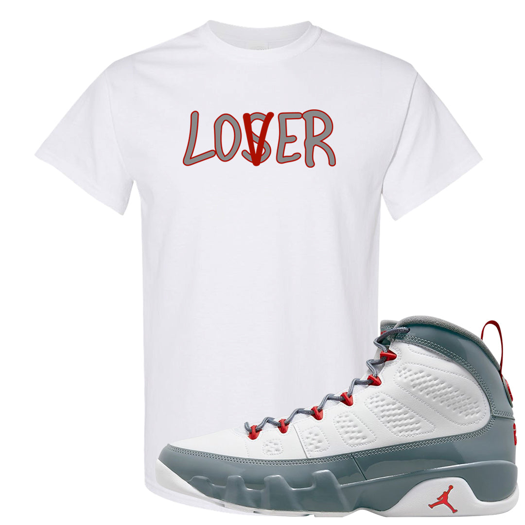 Fire Red 9s T Shirt | Lover, White