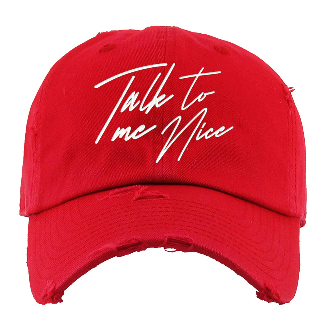 Fire Red 9s Distressed Dad Hat | Talk To Me Nice, Red
