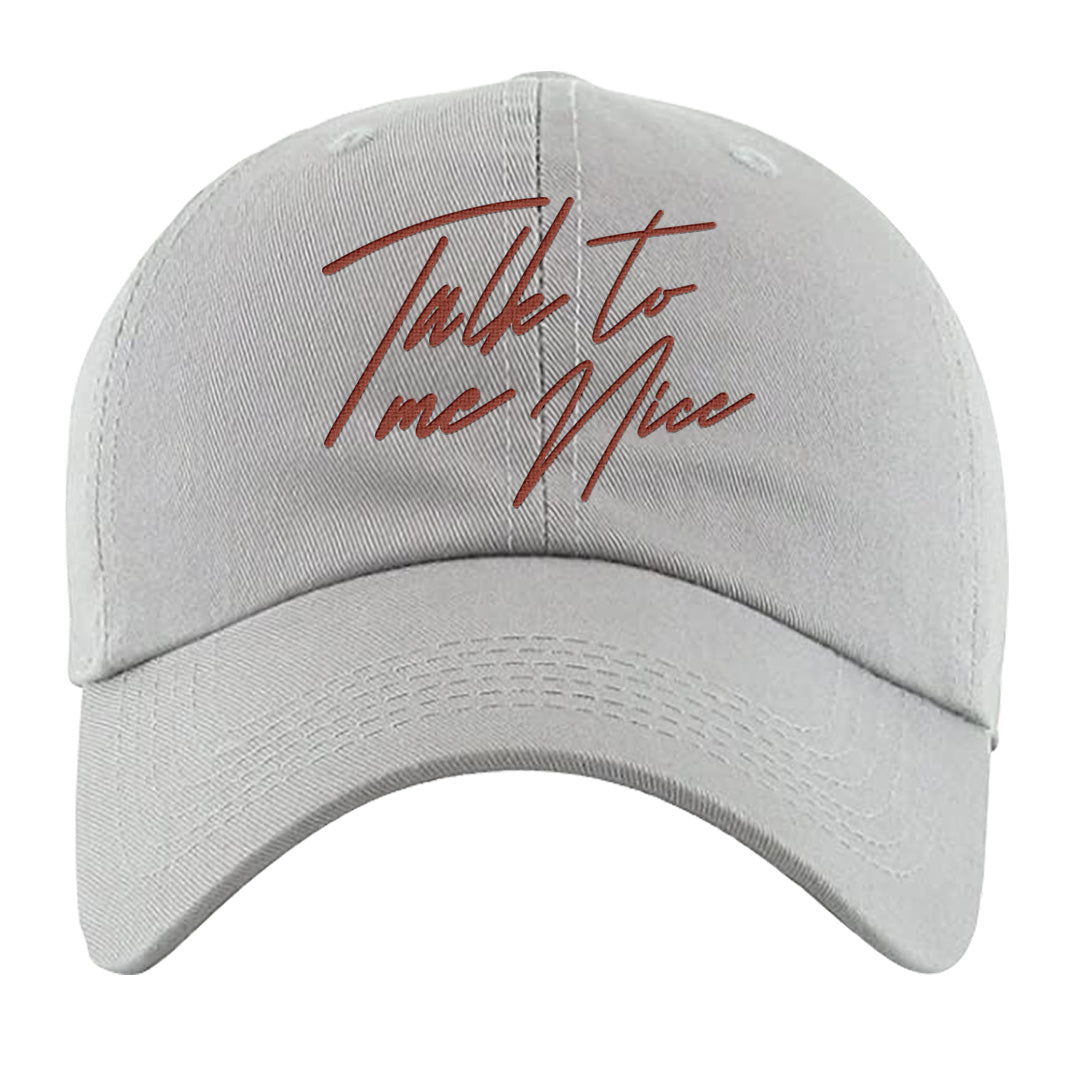 Fire Red 9s Dad Hat | Talk To Me Nice, Light Gray