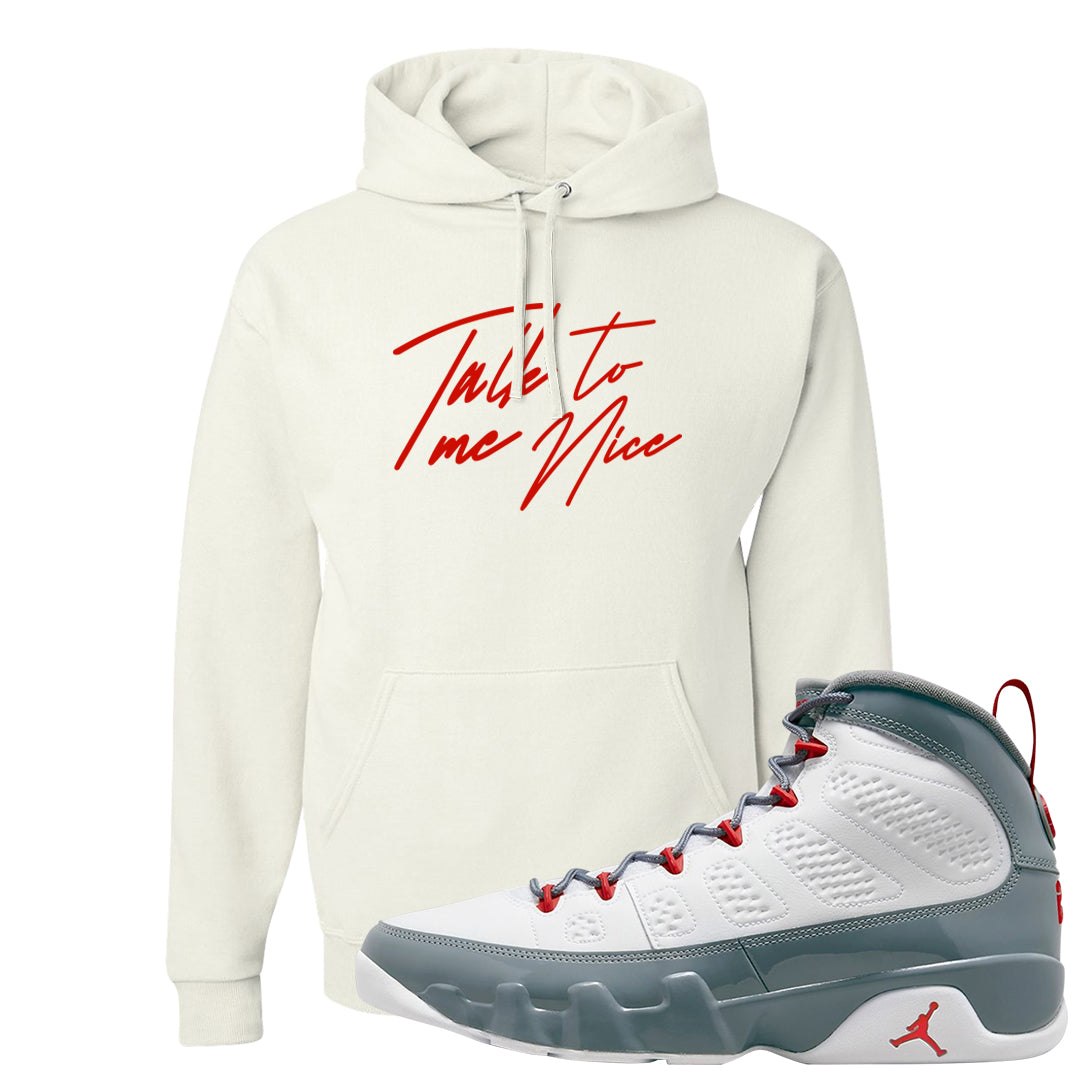 Fire Red 9s Hoodie | Talk To Me Nice, White