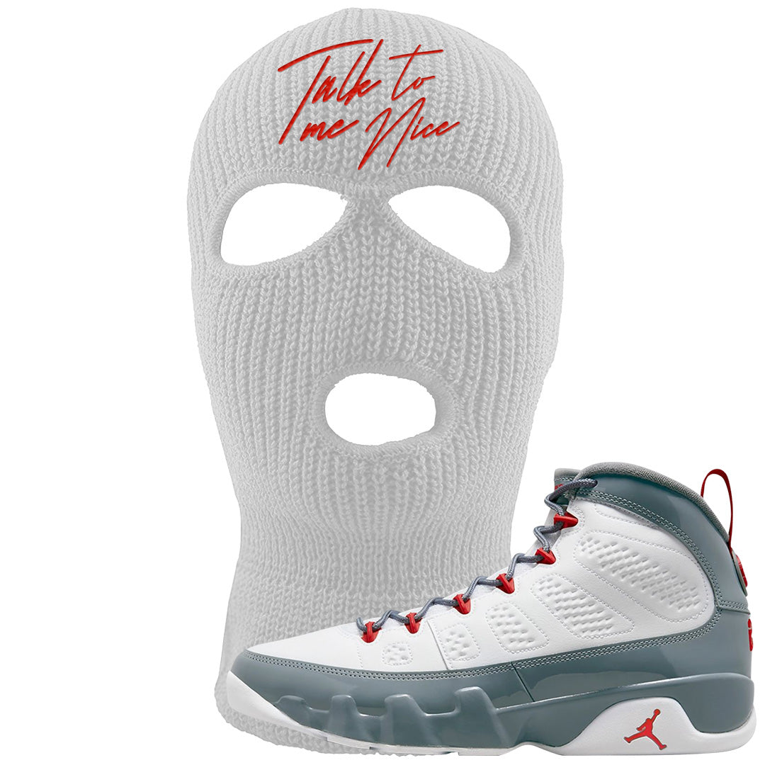 Fire Red 9s Ski Mask | Talk To Me Nice, White