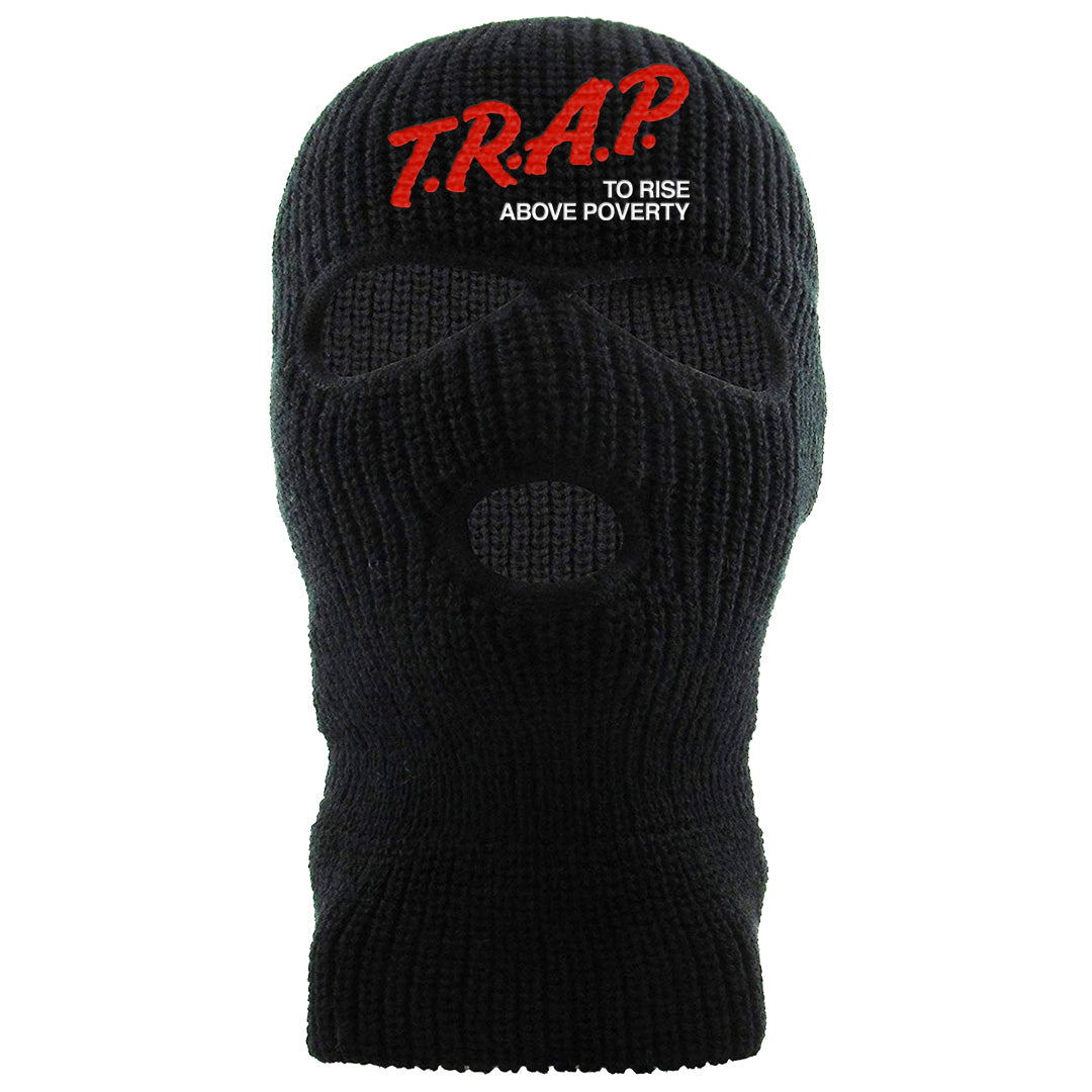 Fire Red 9s Ski Mask | Trap To Rise Above Poverty, Black