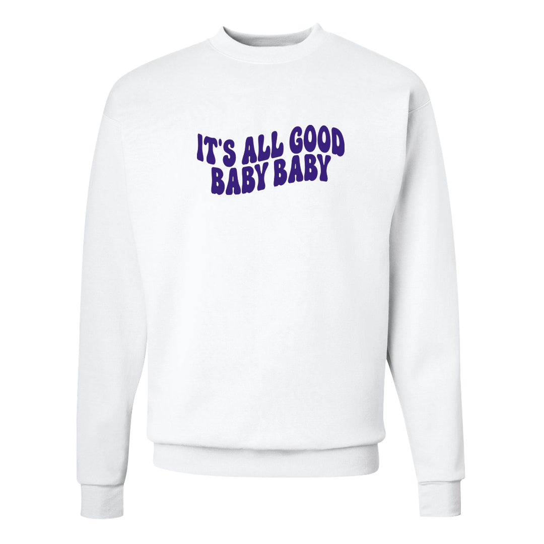 Light Olive 9s Crewneck Sweatshirt | All Good Baby, White