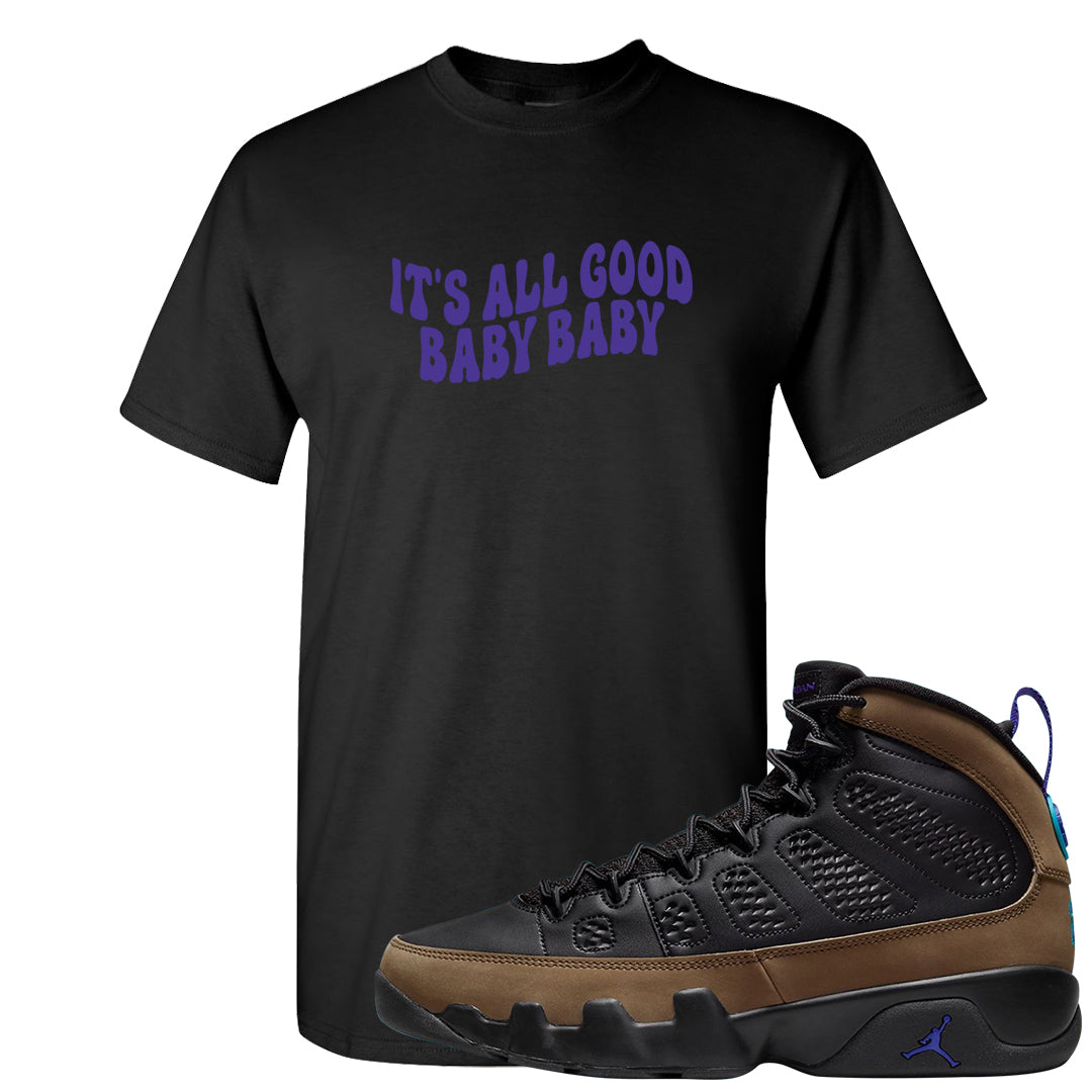 Light Olive 9s T Shirt | All Good Baby, Black