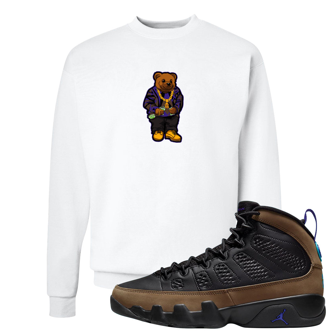 Light Olive 9s Crewneck Sweatshirt | Sweater Bear, White