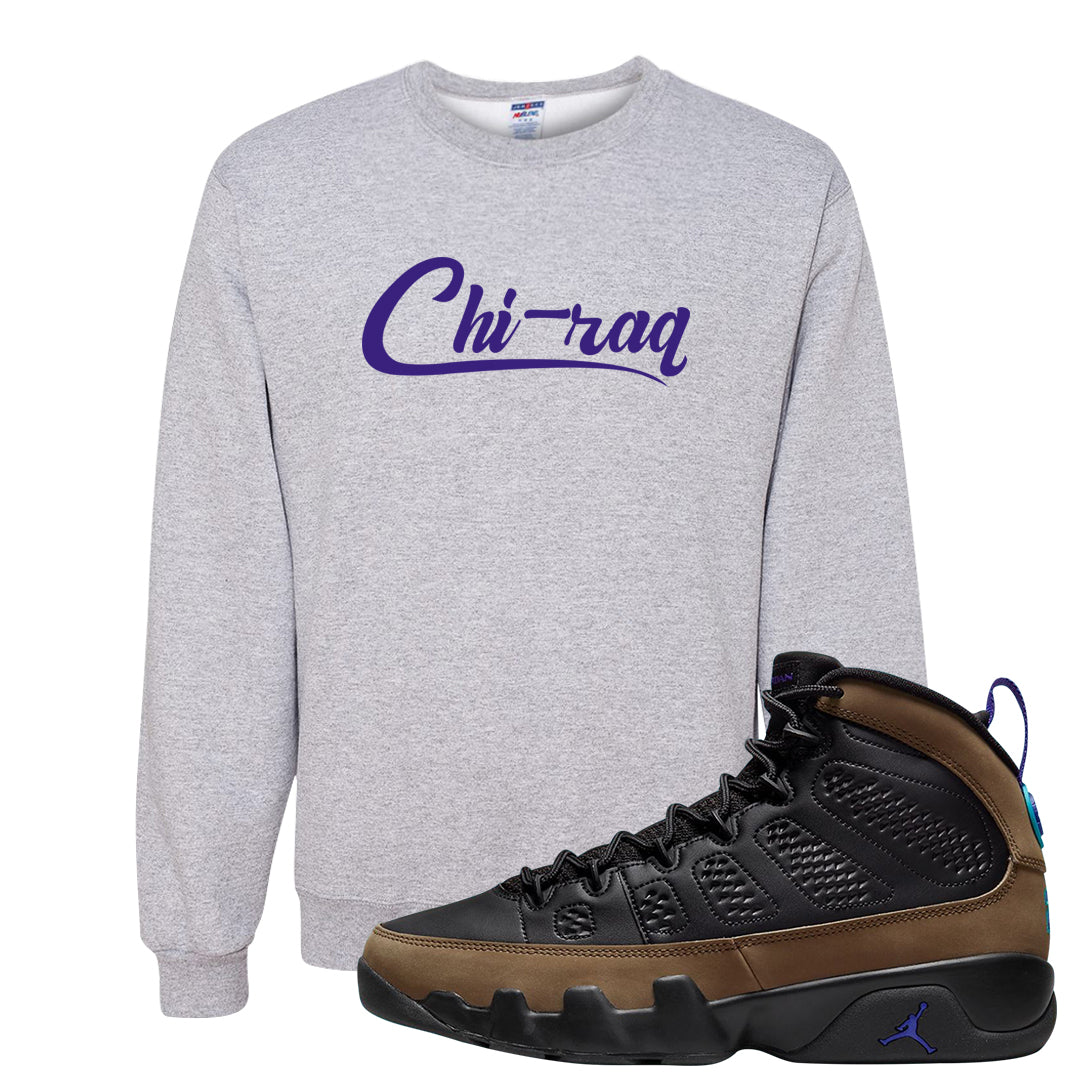 Light Olive 9s Crewneck Sweatshirt | Chiraq, Ash