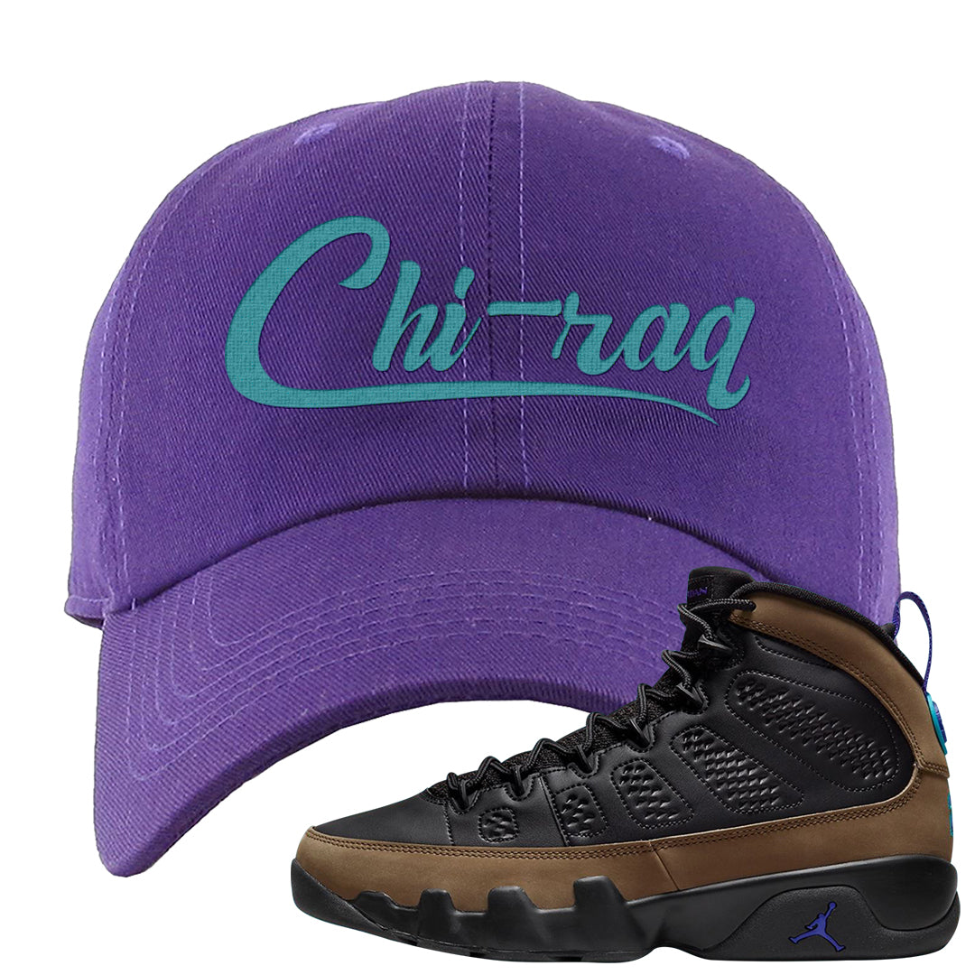 Light Olive 9s Dad Hat | Chiraq, Purple