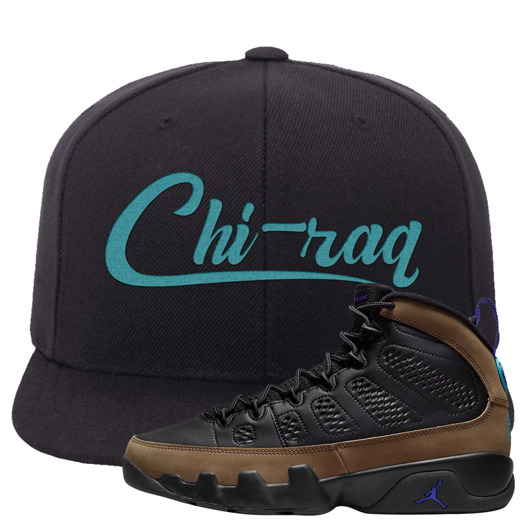 Light Olive 9s Snapback Hat | Chiraq, Black
