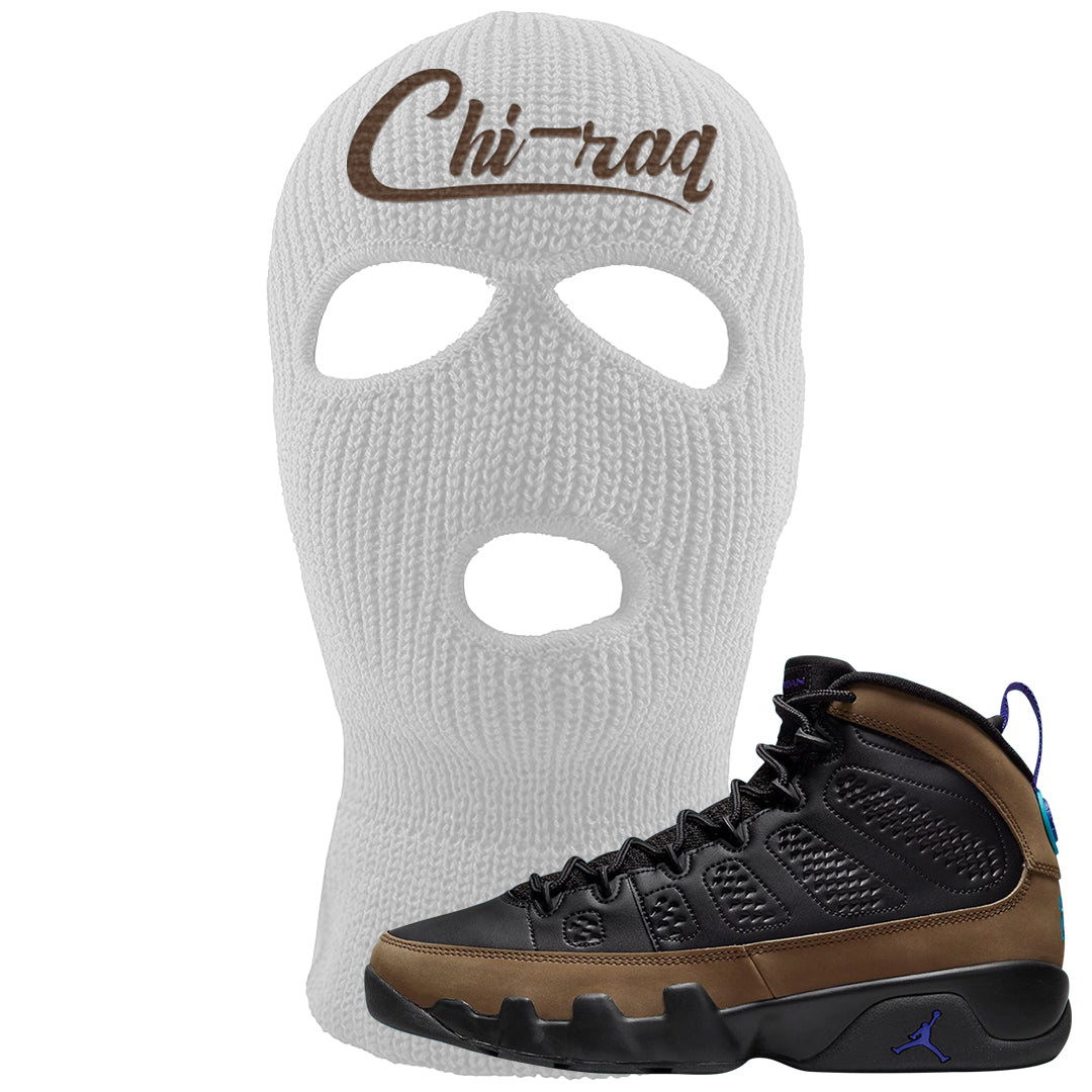 Light Olive 9s Ski Mask | Chiraq, White