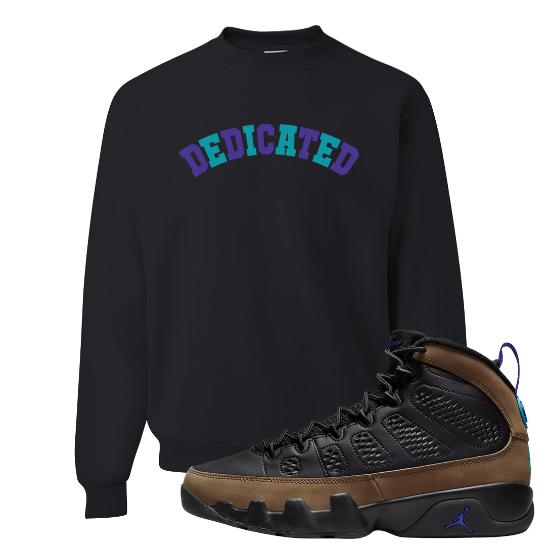 Light Olive 9s Crewneck Sweatshirt | Dedicated, Black