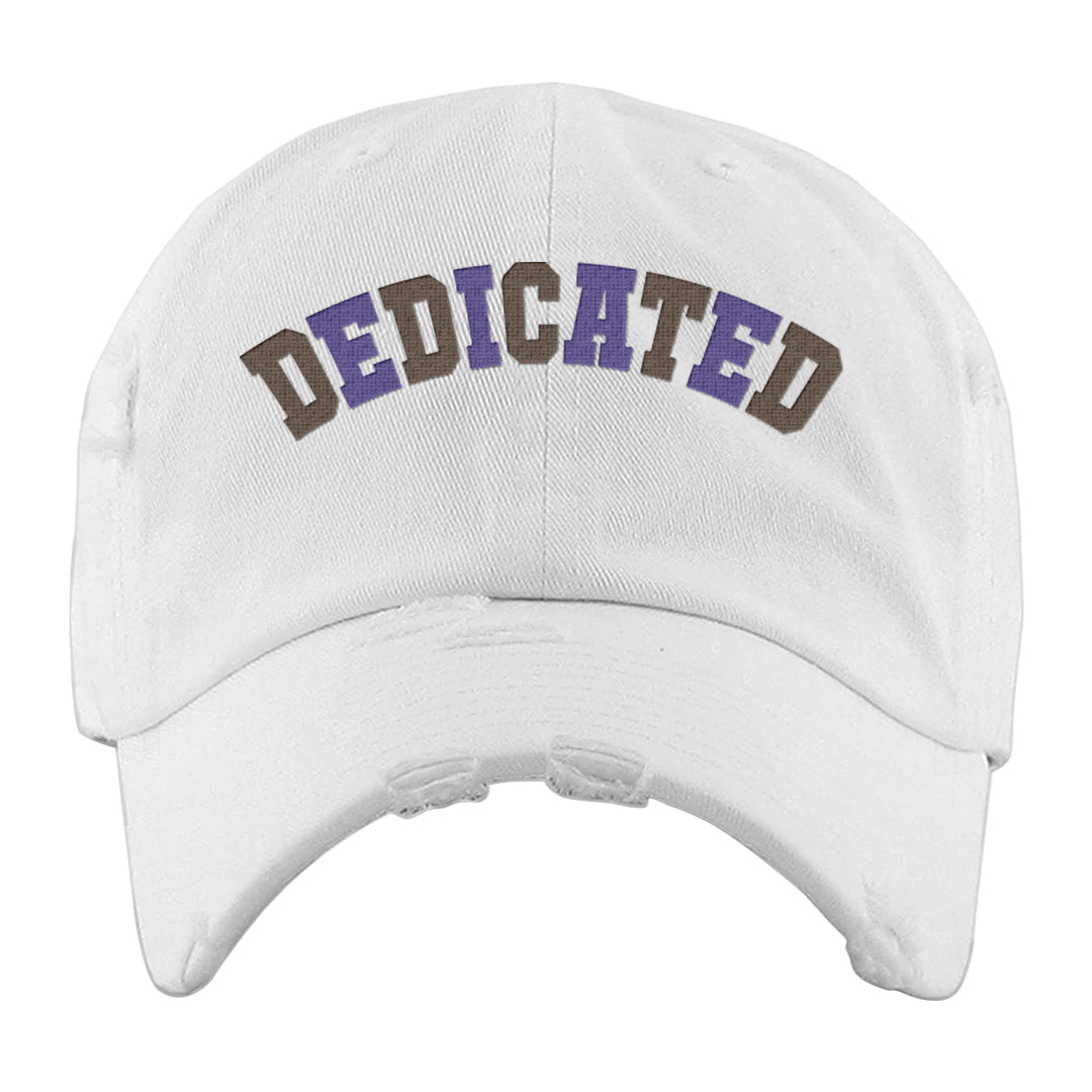 Light Olive 9s Distressed Dad Hat | Dedicated, White