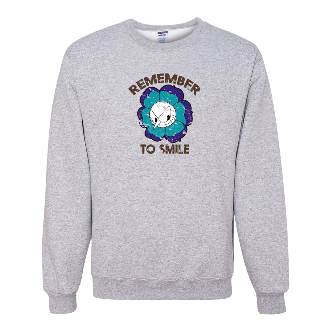 Light Olive 9s Crewneck Sweatshirt | Remember To Smile, Ash