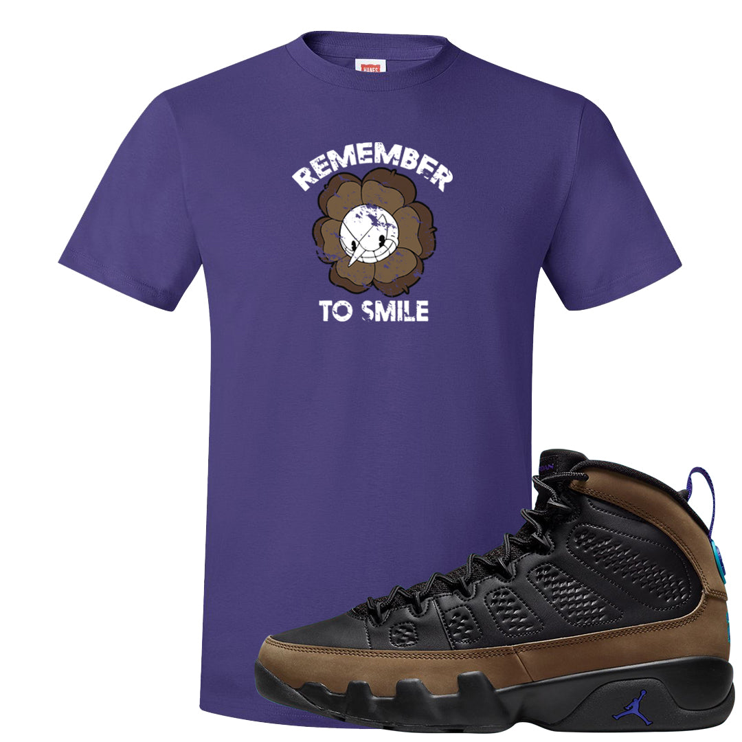 Light Olive 9s T Shirt | Remember To Smile, Purple