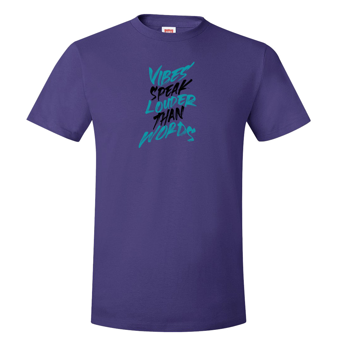 Light Olive 9s T Shirt | Vibes Speak Louder Than Words, Purple