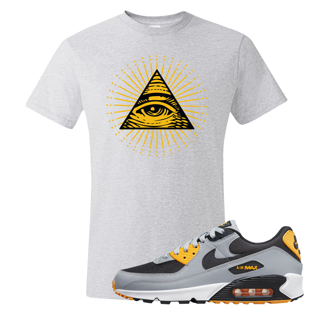 Black Grey Gold 90s T Shirt | All Seeing Eye, Ash