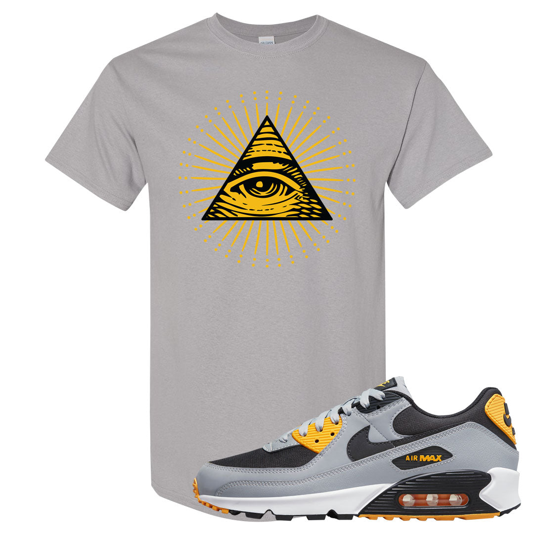 Black Grey Gold 90s T Shirt | All Seeing Eye, Gravel