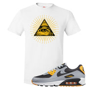 Black Grey Gold 90s T Shirt | All Seeing Eye, White