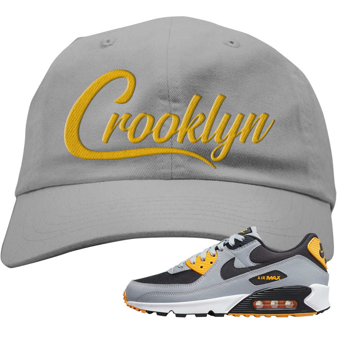 Black Grey Gold 90s Dad Hat | Crooklyn, Light Gray