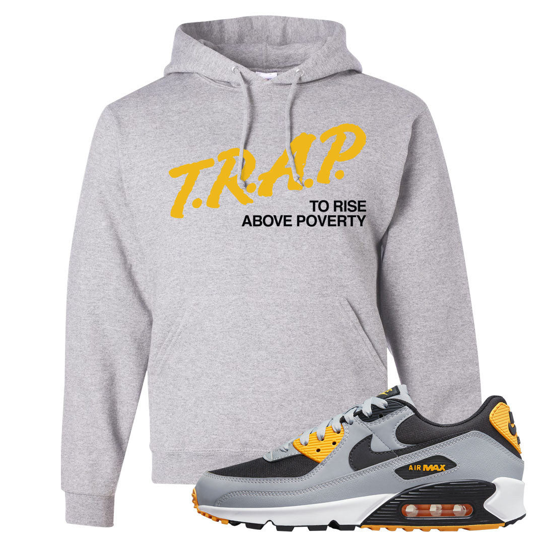 Black Grey Gold 90s Hoodie | Trap To Rise Above Poverty, Ash