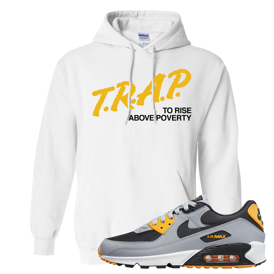 Black Grey Gold 90s Hoodie | Trap To Rise Above Poverty, White