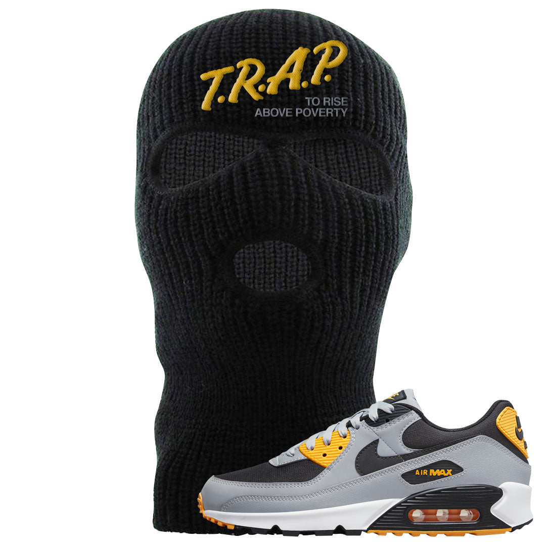 Black Grey Gold 90s Ski Mask | Trap To Rise Above Poverty, Black