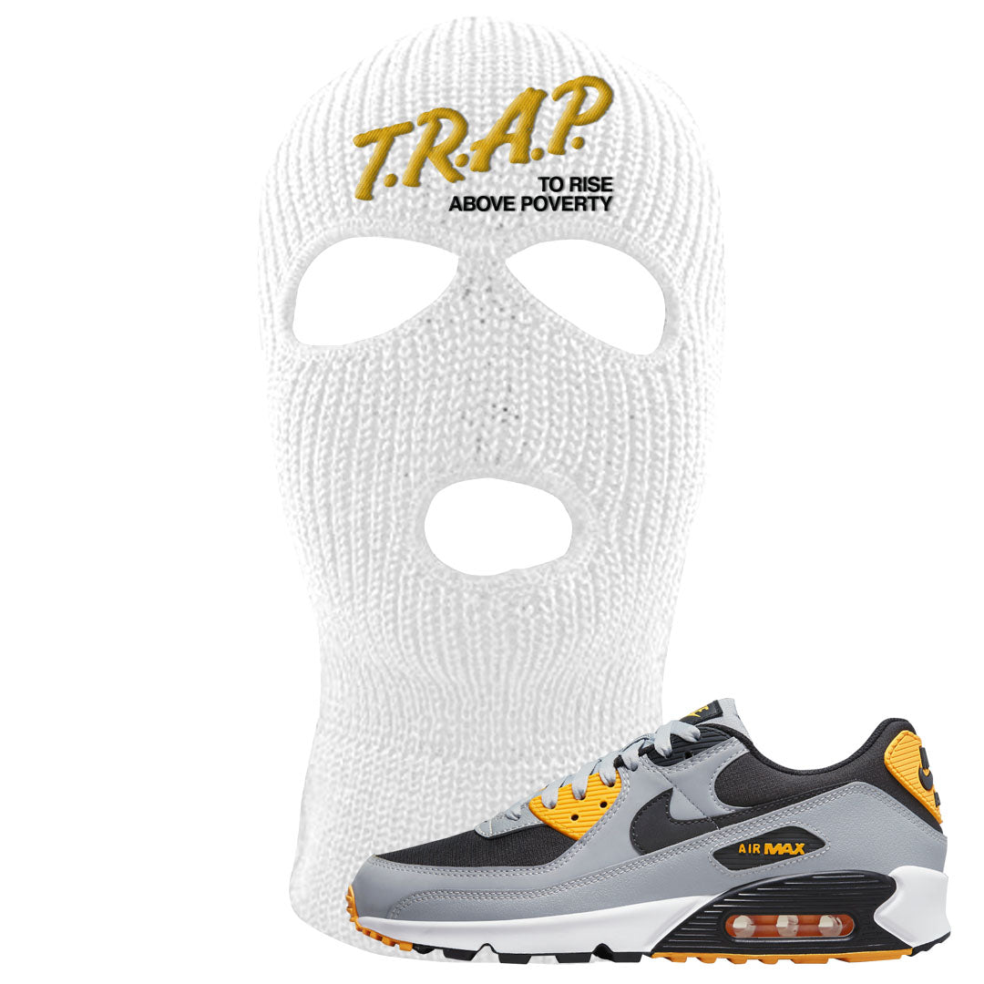 Black Grey Gold 90s Ski Mask | Trap To Rise Above Poverty, White