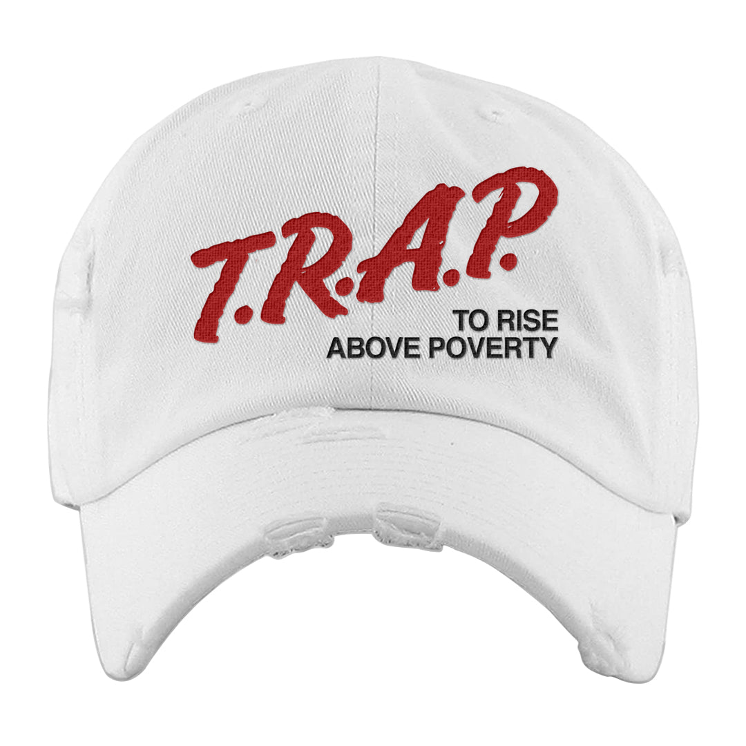Big Bubble 1s Distressed Dad Hat | Trap To Rise Above Poverty, White