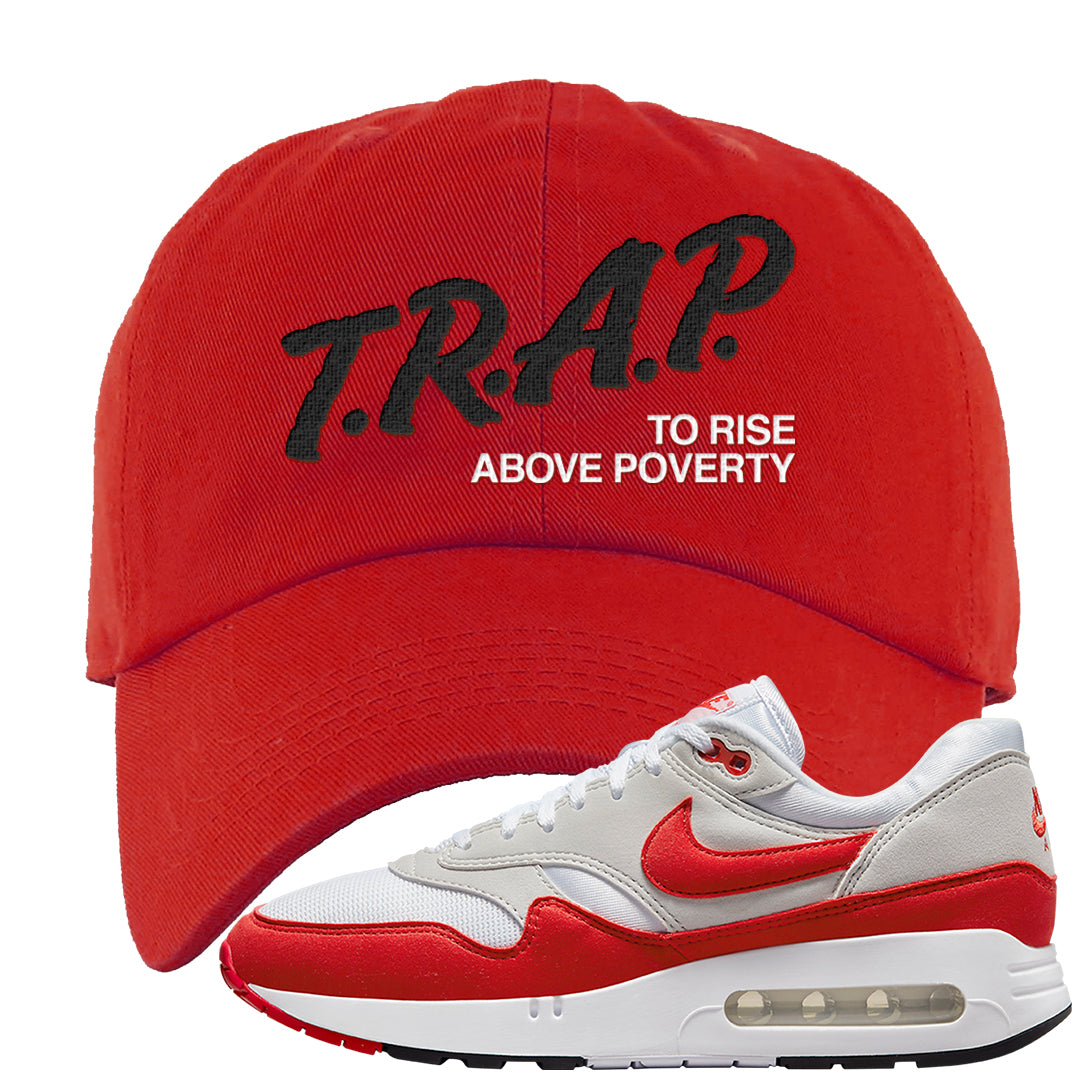 Big Bubble 1s Dad Hat | Trap To Rise Above Poverty, Red