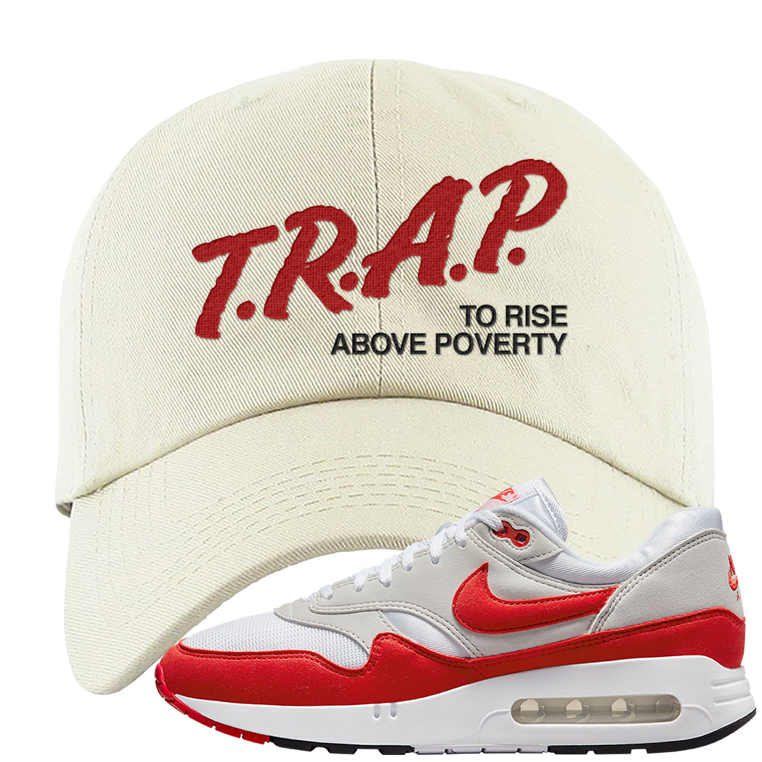 Big Bubble 1s Dad Hat | Trap To Rise Above Poverty, White