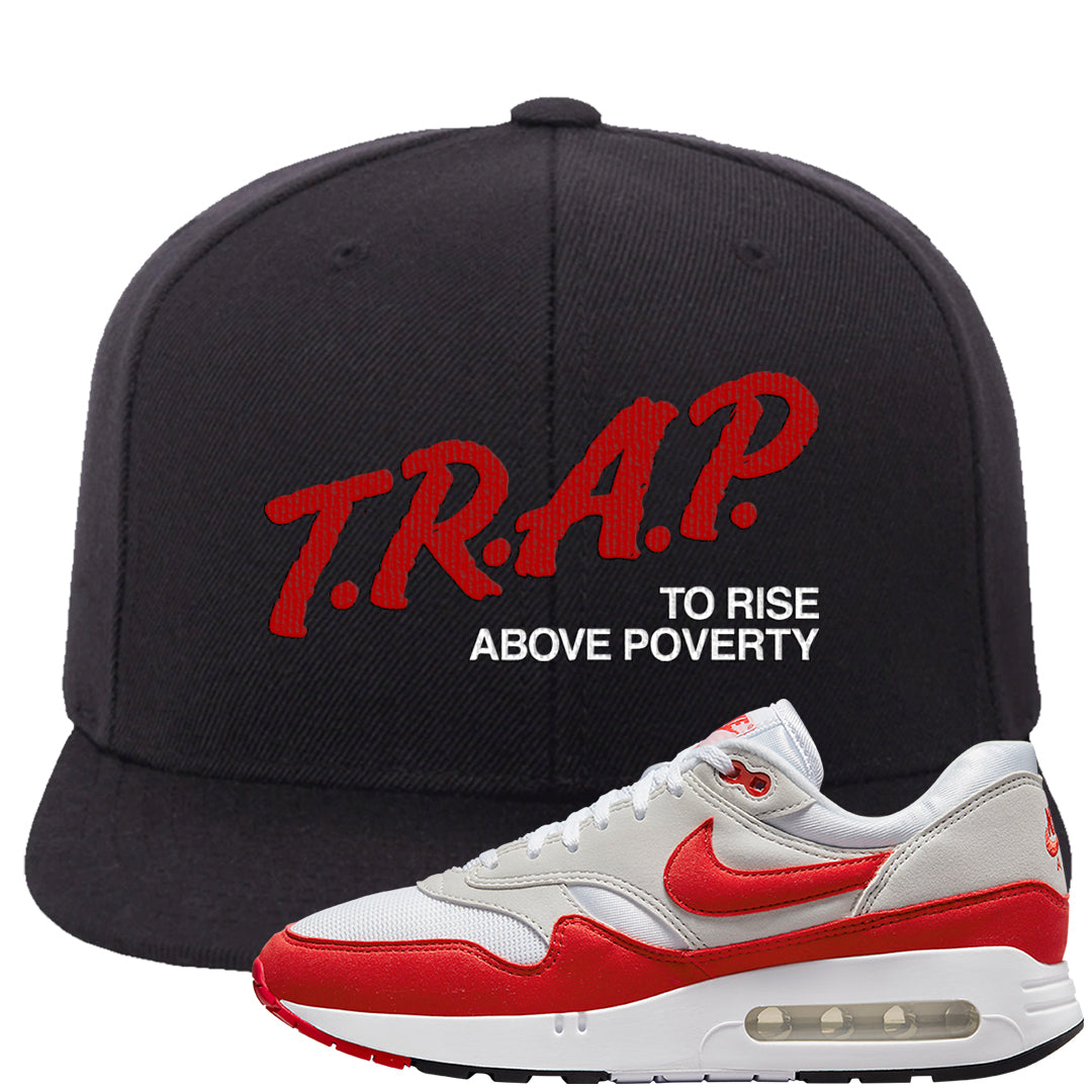 Big Bubble 1s Snapback Hat | Trap To Rise Above Poverty, Black