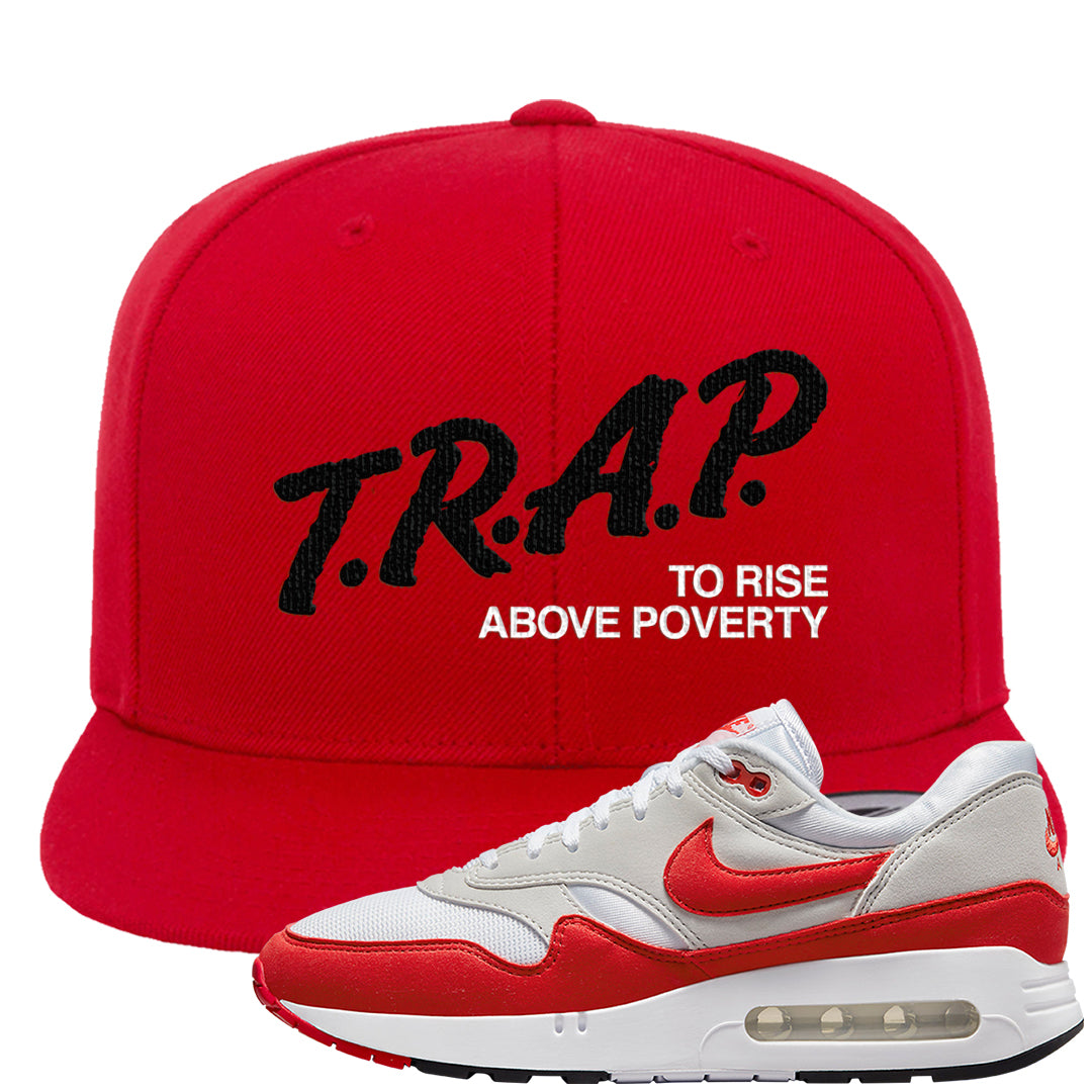 Big Bubble 1s Snapback Hat | Trap To Rise Above Poverty, Red