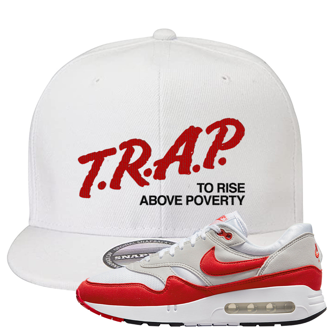 Big Bubble 1s Snapback Hat | Trap To Rise Above Poverty, White