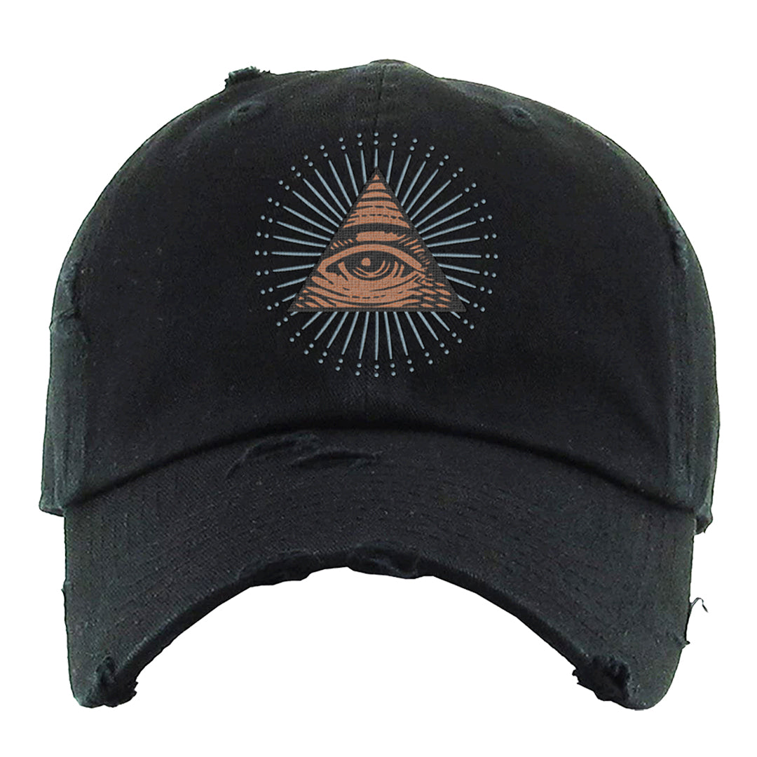 Dirty Denim Max 1s Distressed Dad Hat | All Seeing Eye, Black