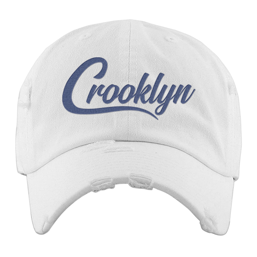 Dirty Denim Max 1s Distressed Dad Hat | Crooklyn, White