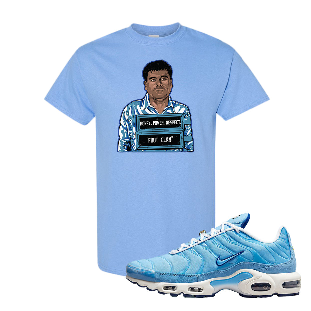 University Blue 1s T Shirt | El Chapo Illustration, Light Blue