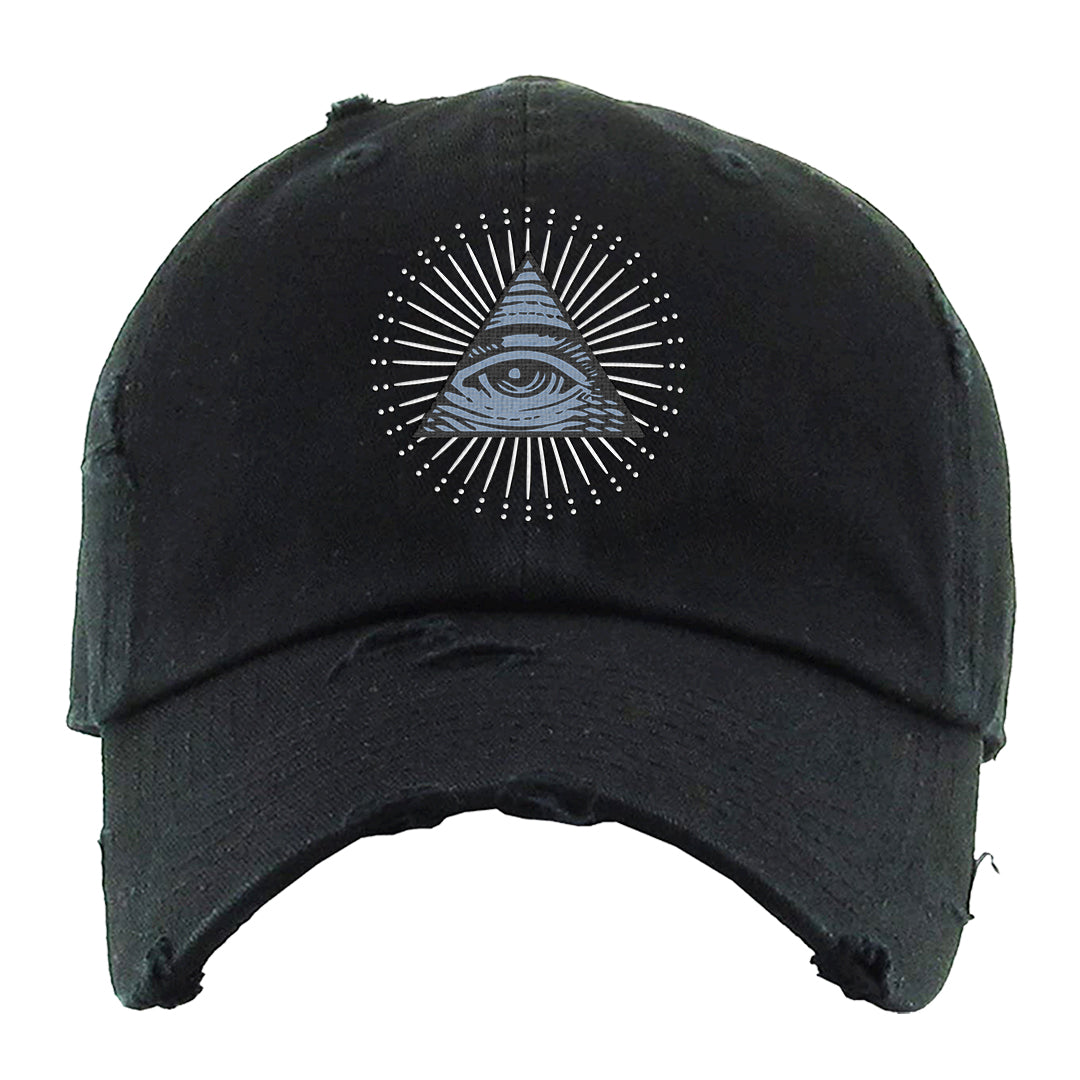 Diffused Blue 90s Distressed Dad Hat | All Seeing Eye, Black