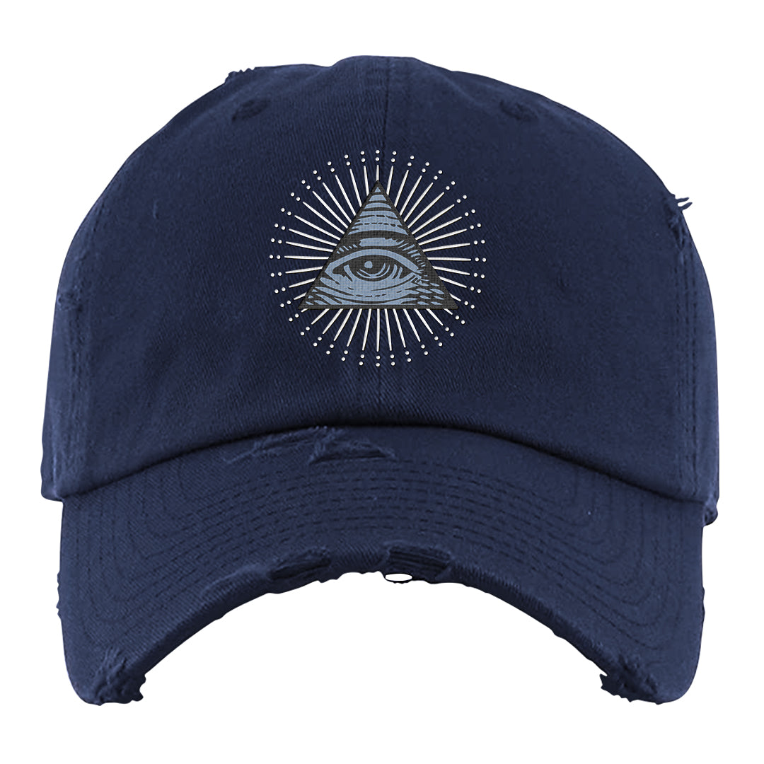 Diffused Blue 90s Distressed Dad Hat | All Seeing Eye, Navy Blue