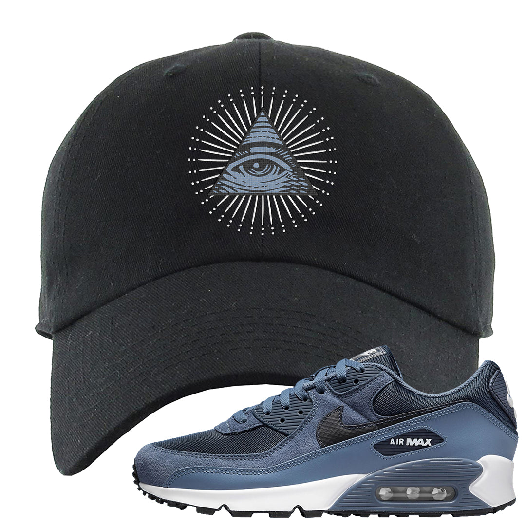 Diffused Blue 90s Dad Hat | All Seeing Eye, Black