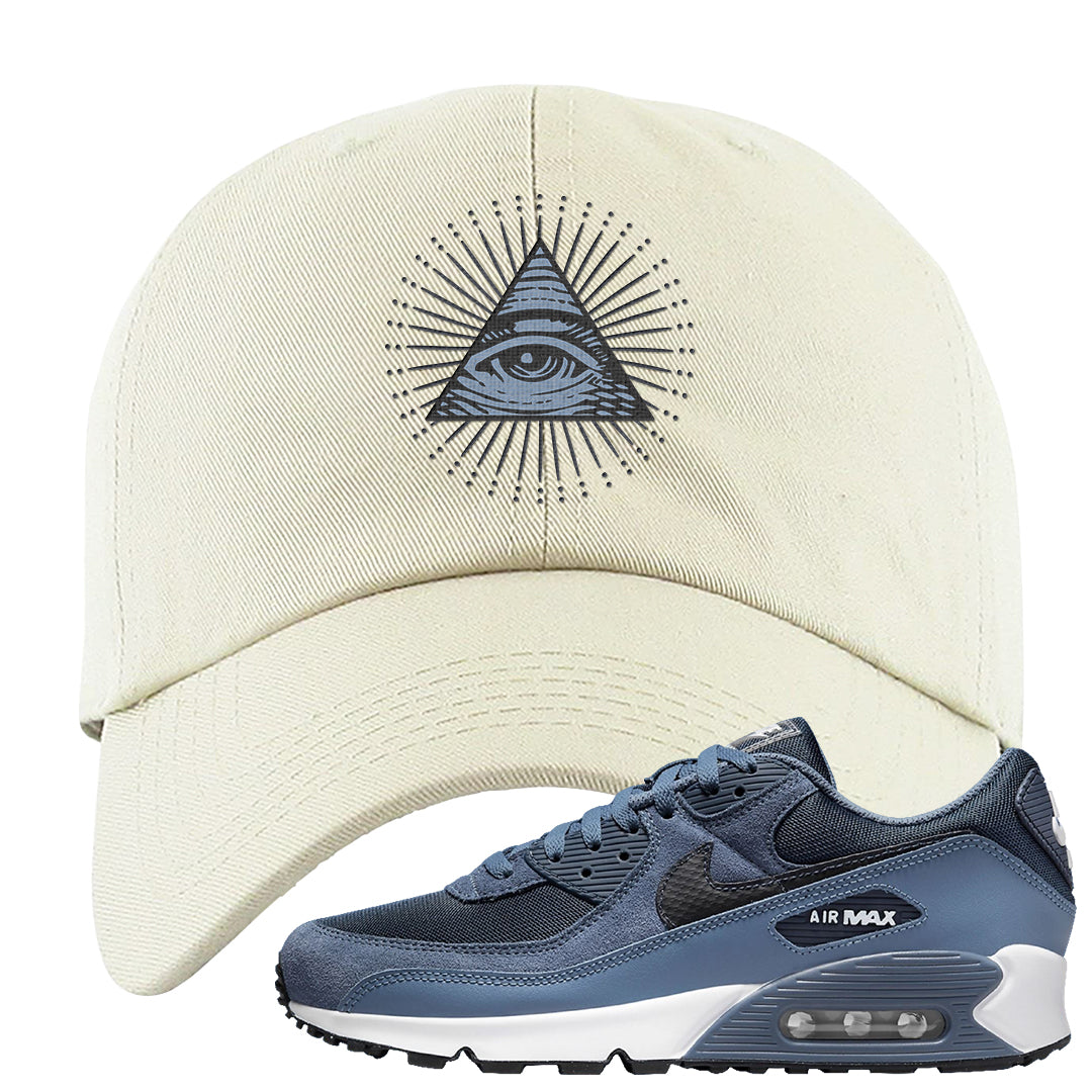 Diffused Blue 90s Dad Hat | All Seeing Eye, White