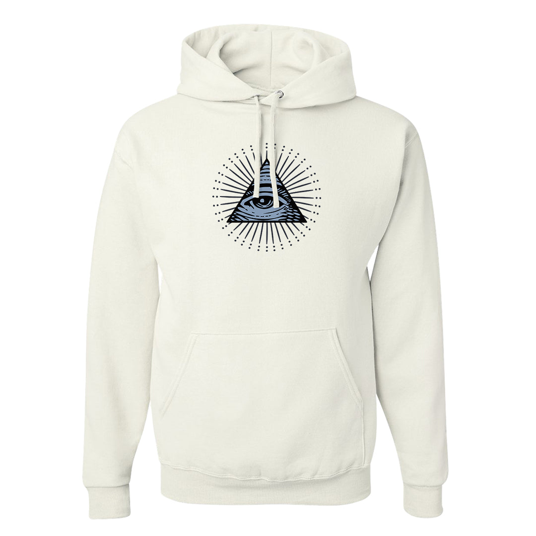 Diffused Blue 90s Hoodie | All Seeing Eye, White