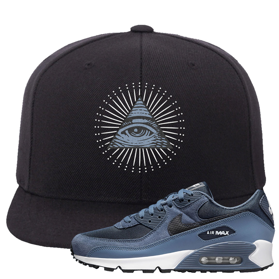 Diffused Blue 90s Snapback Hat | All Seeing Eye, Black
