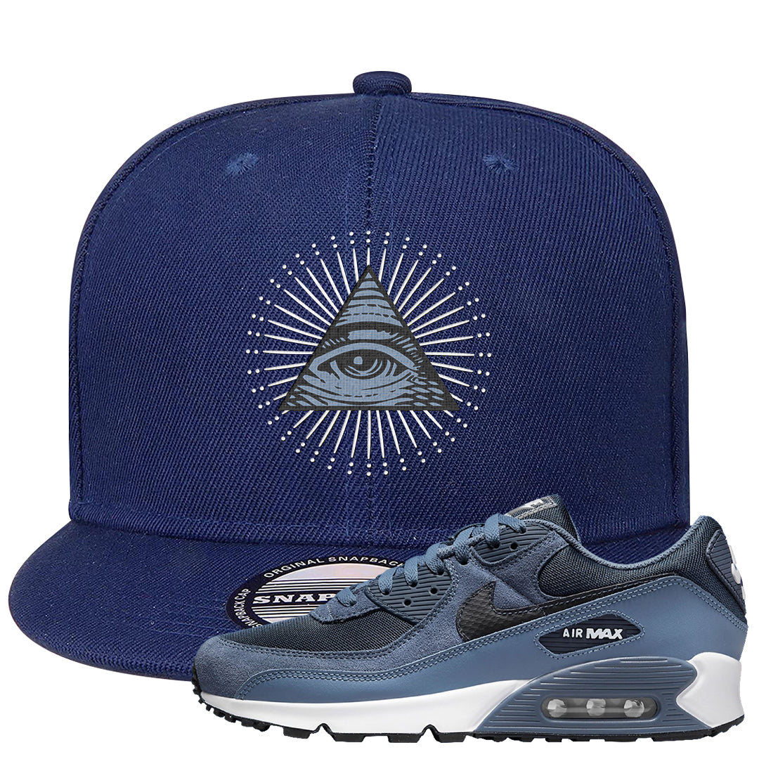 Diffused Blue 90s Snapback Hat | All Seeing Eye, Navy