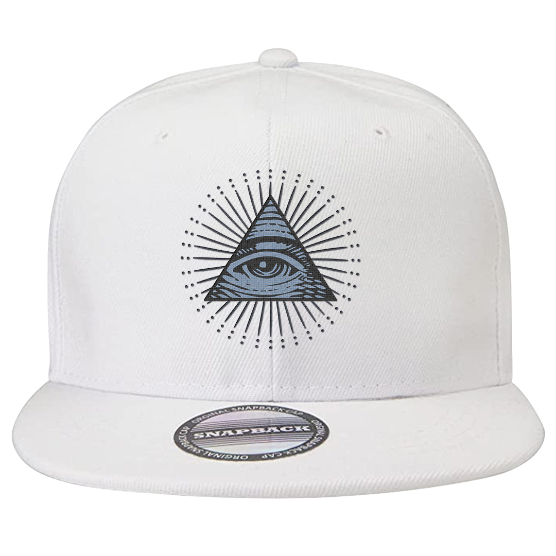Diffused Blue 90s Snapback Hat | All Seeing Eye, White