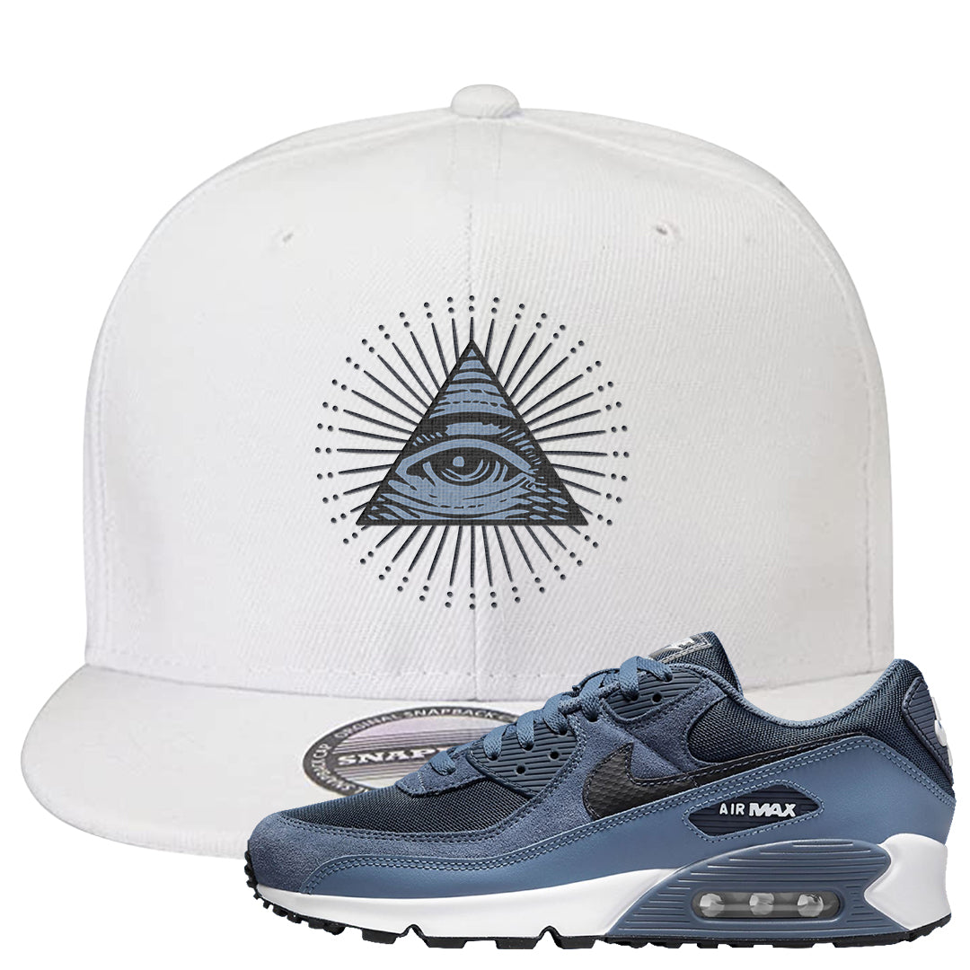 Diffused Blue 90s Snapback Hat | All Seeing Eye, White